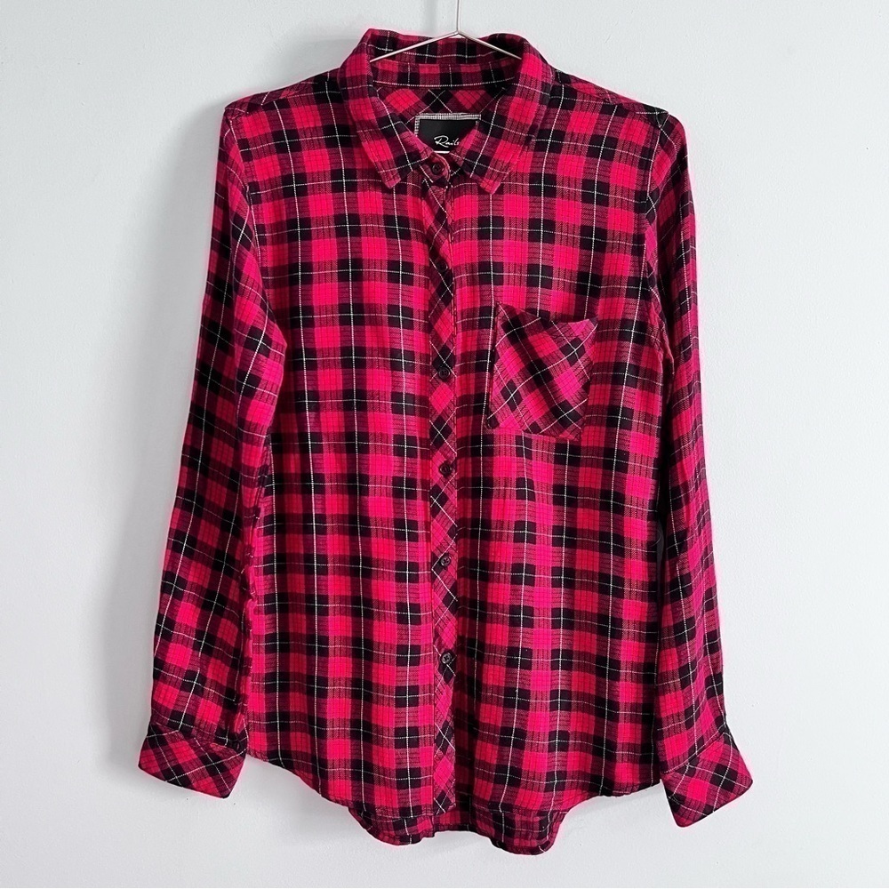 Rails Hunter Check Plaid Super Soft Button Up Red… - image 1